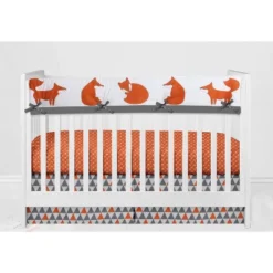 Bacati - Playful Fox Orange Gray 10 Pc Crib Bedding Set With Long Rail Guard Cover -Bacati GUEST 013861c4 179a 48b3 be8e 1020898d7ad1
