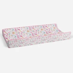 Bacati - Little Dino Girls Fucshia/Aqua Muslin Quilted Changing Pad Cover -Bacati GUEST 05d81893 5b9a 4f15 a44e 5eac2f2c82ac
