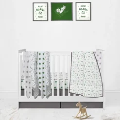 Bacati - Soccerball Green/Grey Muslin Throw Pillow -Bacati GUEST 0647fd17 6245 4a7d 9b63 aae554651d8c