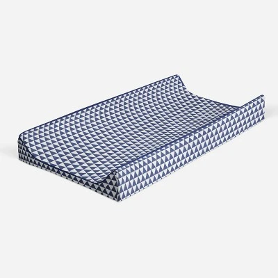 Bacati - Navy Triangles Quilted Muslin Changing Pad Cover 8 Bacati - Navy Triangles Quilted Muslin Changing Pad Cover - Image 6