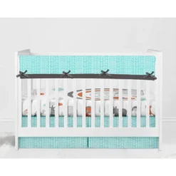 Bacati - Jungle Safari Aqua Orange Gray 6 Pc Cotton Crib Bedding Set With Long Rail Guard Cover -Bacati GUEST 0c4119b6 0ed1 42c1 b2ab f0be5de44942