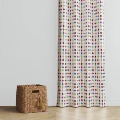 Bacati - Botanical Pink Pearl Cotton Printed Single Window Curtain Panel