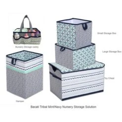 Bacati - Noah Mint/Navy Collapsible Laundry Hamper -Bacati GUEST 0e8847d5 bab9 43a5 a6fa a4202c09ea87