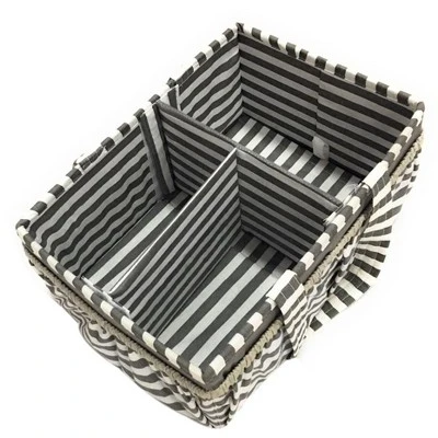 Bacati - Pin Stripes Gray Storage Caddy 4 Bacati - Pin Stripes Gray Storage Caddy - Image 2