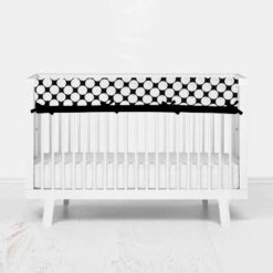 Bacati - Dots Stripes Black/White 6 Pc Crib Bedding Set With Long Rail Guard Cover -Bacati GUEST 1278733a 93c8 4777 b8d9 c277f971bbbe