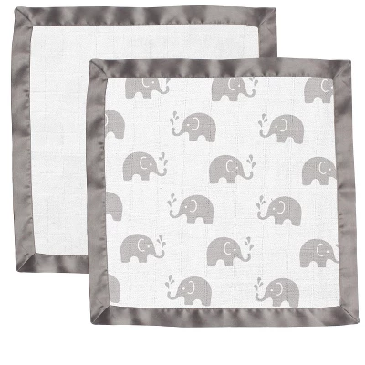 Bacati - Elephants Aqua/Lime/Gray Muslin 2 Pc Security Blankets 5 Bacati - Elephants Aqua/Lime/Gray Muslin 2 Pc Security Blankets - Image 3