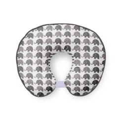 Bacati - 3 Pc Elephants White Gray Hugster Feeding & Infant Support Nursing Pillow With 2 Removable Zippered Covers