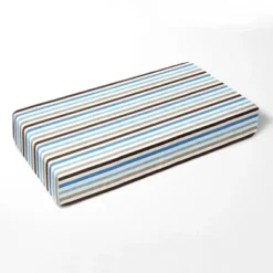 Bacati - Pin Stripes Printed Aqua Teal Beige Chocolate 100 Percent Cotton Universal Baby US Standard Crib Or Toddler Bed Fitted Sheet