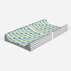Bacati - Elephants Aqua/Lime/Gray Mini Elephants Changing Pad Cover