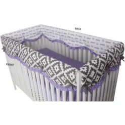 Bacati - Love Gray/Lilac Stripes Long Side Crib Rail Guard Cover -Bacati GUEST 1866c841 cda4 4c06 b1b5 9df81790eaa9