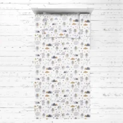 Bacati - Woodlands Gray Beige Neutral Cotton 3 Pc Toddler Sheet Set -Bacati GUEST 18b1297e 55e2 4a6f 90d9 0ef6d07768be