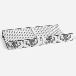 Bacati - Classic Damask White/Black Pin Dots Changing Pad Cover -Bacati GUEST 1c037169 bc1d 4263 9db8 c8d40000ec3b
