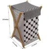 Bacati - Dots/Pin Stripes Black/White Laundry Hamper With Wooden Frame -Bacati GUEST 1c536eab 43ba 406c a50b bd5ddbe1223f