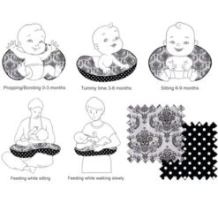 Bacati - 3 Pc Classic Damask Black Hugster Feeding & Infant Support Nursing Pillow -Bacati GUEST 1d31d088 47ae 45d4 88ab 61f3016ded63