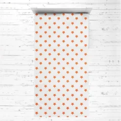 Bacati - Stars Orange Muslin 3 Pc Toddler Bed Sheet Set 100 Percent Cotton