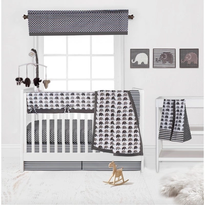 Bacati - Elephants White/Gray Crib Rail Guard Covers Set Of 2 5 Bacati - Elephants White/Gray Crib Rail Guard Covers Set Of 2 - Image 3