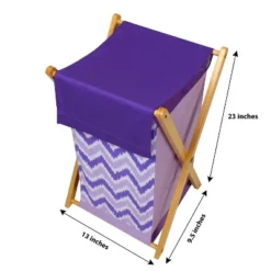 Bacati - MixNMatch Purple Laundry Hamper With Wooden Frame