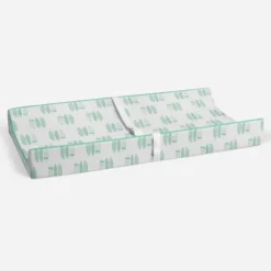 Bacati - Noah Mint Feathers Quilted Muslin Changing Pad Cover -Bacati GUEST 209cbb4f 82e1 4ad1 926d c3d7279e7677
