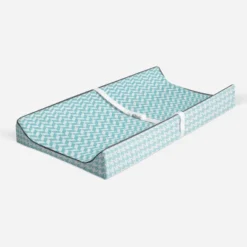 Bacati - Herringbone Quilted Muslin Changing Pad Cover Aqua -Bacati GUEST 246568a6 ab85 4d91 be42 25c875ec20bc