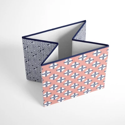 Bacati - Olivia Coral/Navy Storage Box Large 4 Bacati - Olivia Coral/Navy Storage Box Large - Image 2