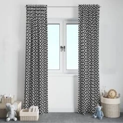 Bacati - Love Diamonds Black Curtain Panel