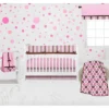 Bacati - Mod Dots Stripes Pink Fuschia Beige Chocolate 6 Pc Crib Bedding Set With Long Rail Guard Cover -Bacati GUEST 29490367 4f00 4e08 bb76 c26af94fb885
