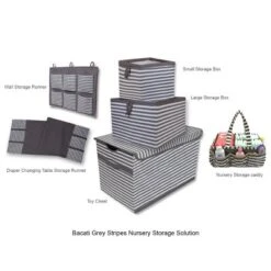 Bacati - Pin Stripes White/Gray Storage Box Large -Bacati GUEST 2ad6c36a 1b30 46bf 84d7 93633a2b9869