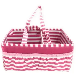 Bacati - Pin Stripes Fuschia Storage Caddy