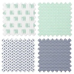 Bacati - Noah Mint/Navy Buck/Feathers/Triangles Muslin Swaddling Blankets Set Of 4 -Bacati GUEST 2d402f05 d509 48fe b2e5 9f356ed2c156