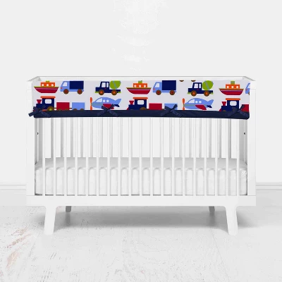 Bacati - Transportation Blue Navy Green Red Orange 6 Pc Crib Bedding Set With Long Rail Guard Cover 9 Bacati - Transportation Blue Navy Green Red Orange 6 Pc Crib Bedding Set With Long Rail Guard Cover - Image 7