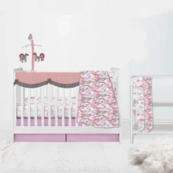 Bacati - Solid Girls Lilac/Coral/Gray Solid Long Crib Rail Guard Cover -Bacati GUEST 3059a89d a5fd 46ae ad72 259d6ac3b76c