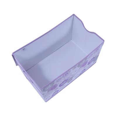 Bacati - Watercolor Floral Purple/Gray Fabric Storage Toy Chest 5 Bacati - Watercolor Floral Purple/Gray Fabric Storage Toy Chest - Image 3