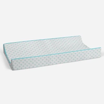 Bacati - Petals Quilted Muslin Changing Pad Cover Aqua 4 Bacati - Petals Quilted Muslin Changing Pad Cover Aqua - Image 2