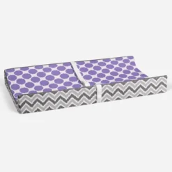 Bacati - Ikat Zigzag Lilac Dots Muslin Changing Pad Cover -Bacati GUEST 315504e4 9bd1 461c 8217 c7c337ad17e0