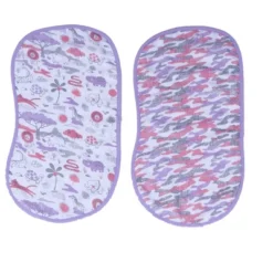 Bacati - Jungle Safari Lilac/Coral Muslin 4 Pc Bibs/Burpies -Bacati GUEST 33086433 4030 4a42 ac31 32176b81bcdc