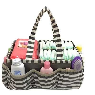 Bacati - Pin Stripes Gray Storage Caddy 3 Bacati - Pin Stripes Gray Storage Caddy