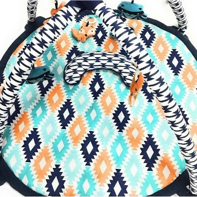 Bacati - Baby Activity Gyms & Playmats (Aztec Design/Print Aqua/Orange/Navy) 4 Bacati - Baby Activity Gyms & Playmats (Aztec Design/Print Aqua/Orange/Navy) - Image 2