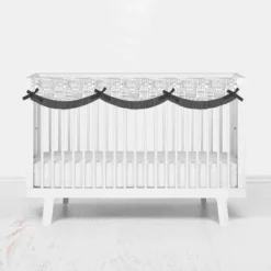 Bacati - Clouds In The City White/Gray Long Side Crib Rail Guard Cover