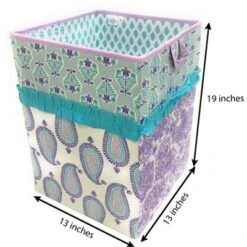 Bacati - Isabella Paisley Aqua/Lilac/Purple Collapsible Laundry Hamper -Bacati GUEST 3776941e 3be5 40e0 b103 5e5ffe0b98ec