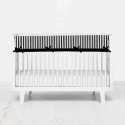 Bacati - Dots/Stripes Long Crib Rail Guard Cover White/Black