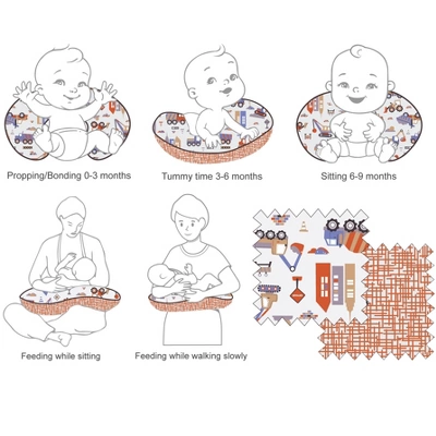 Bacati - 3 Pc Construction Hugster Feeding & Infant Support Nursing Pillow 6 Bacati - 3 Pc Construction Hugster Feeding & Infant Support Nursing Pillow - Image 4