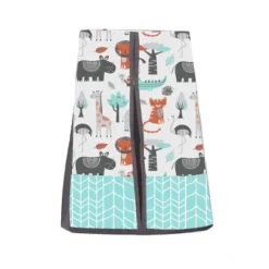 Bacati - Jungle Safari Aqua Orange Gray 4 Pc Cotton Crib Bedding Set With Diaper Caddy -Bacati GUEST 38724ad0 6212 4d26 ba19 4f7d152df5d5