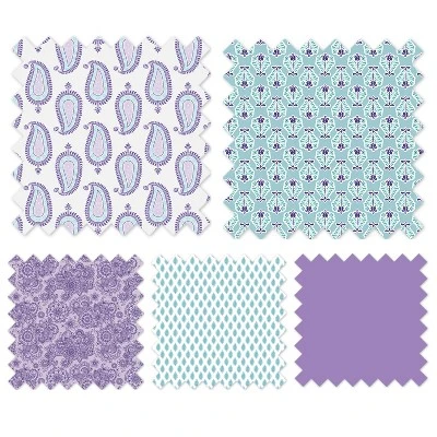 Bacati - Isabella Paisley Aqua/Lilac/Purple Fabric Storage Box/Tote Small 6 Bacati - Isabella Paisley Aqua/Lilac/Purple Fabric Storage Box/Tote Small - Image 4