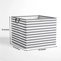 Bacati - Pin Stripes White/Gray Storage Box Large -Bacati GUEST 3ae61304 942b 4686 b7de 368267abe083