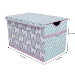 Bacati - Isabella Paisley Aqua/Lilac/Purple Fabric Storage Toy Chest
