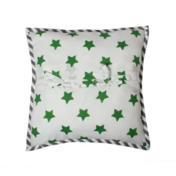 Bacati - Soccerball Green/Grey Muslin Throw Pillow
