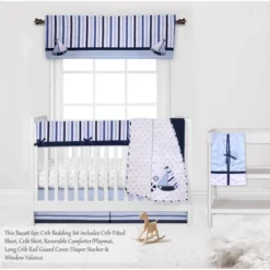 Bacati - Little Sailor Anchor Boat Blue Navy 6 Pc Crib Bedding Set With Long Rail Guard Cover -Bacati GUEST 3e3540a5 4aaa 42b1 acf9 9b2be7330fc3