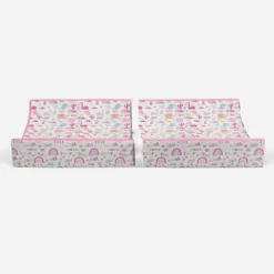 Bacati - Little Dino Girls Fucshia/Aqua Muslin Quilted Changing Pad Cover -Bacati GUEST 3f06579d 3ffd 495d 83a4 68ebf3c58d8e
