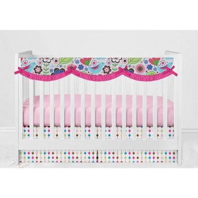 Bacati - Botanical Floral Birds Pink Multicolor 10 Pc Crib Bedding Set With Long Rail Guard Cover 8 Bacati - Botanical Floral Birds Pink Multicolor 10 Pc Crib Bedding Set With Long Rail Guard Cover - Image 6