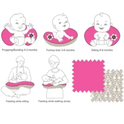 Bacati - 3 Pc Damask Pink/chocolate Hugster Feeding & Infant Support Nursing Pillow -Bacati GUEST 40c84e03 c720 4a9b 9b8c b1fbe41bdd5d